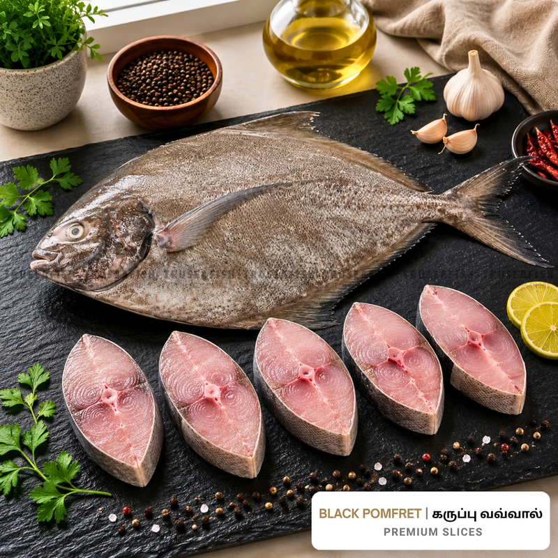 Black Pomfret (Karuppu Vavval) Premium Slices