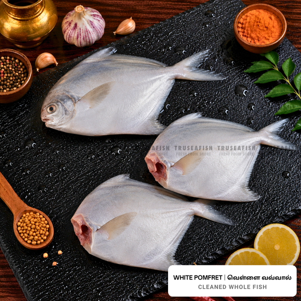 White Pomfret (Vella Vavval) Cleaned Whole Fish