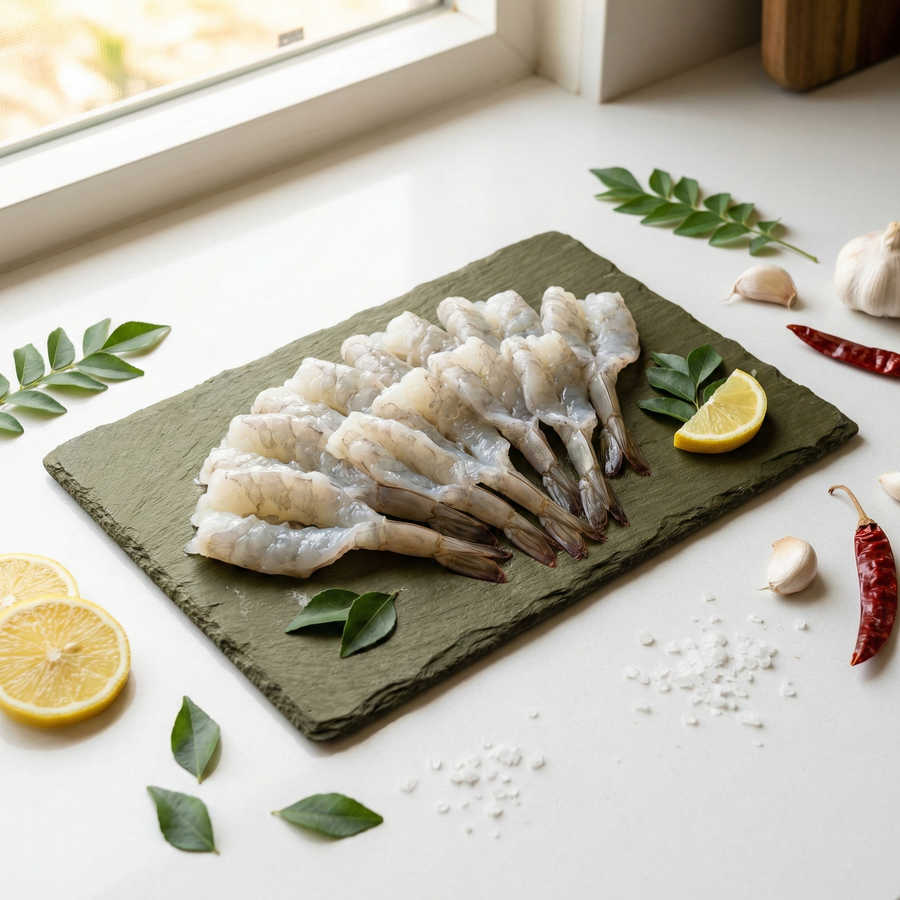 Prawns (White) Medium / Vella Yera (Medium) / வெல்ல இறால் (Medium)